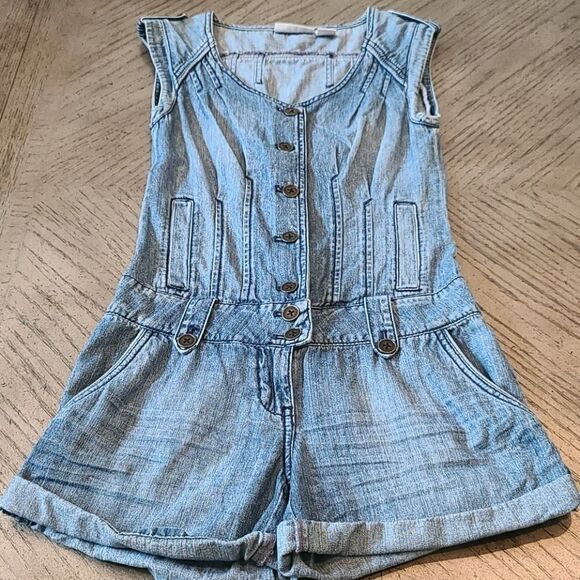 XS DKNY denim short jumpsuit - Picture 1 of 9